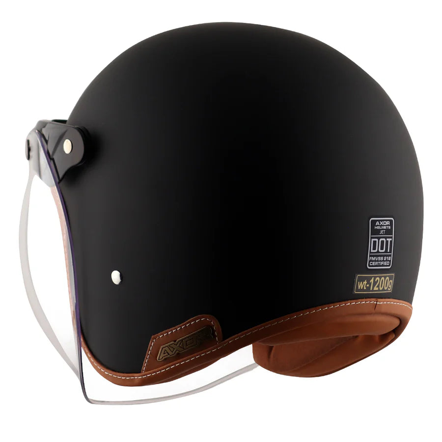 AXOR RETRO JET HELMET (Dull Black) - AlwaysRiding