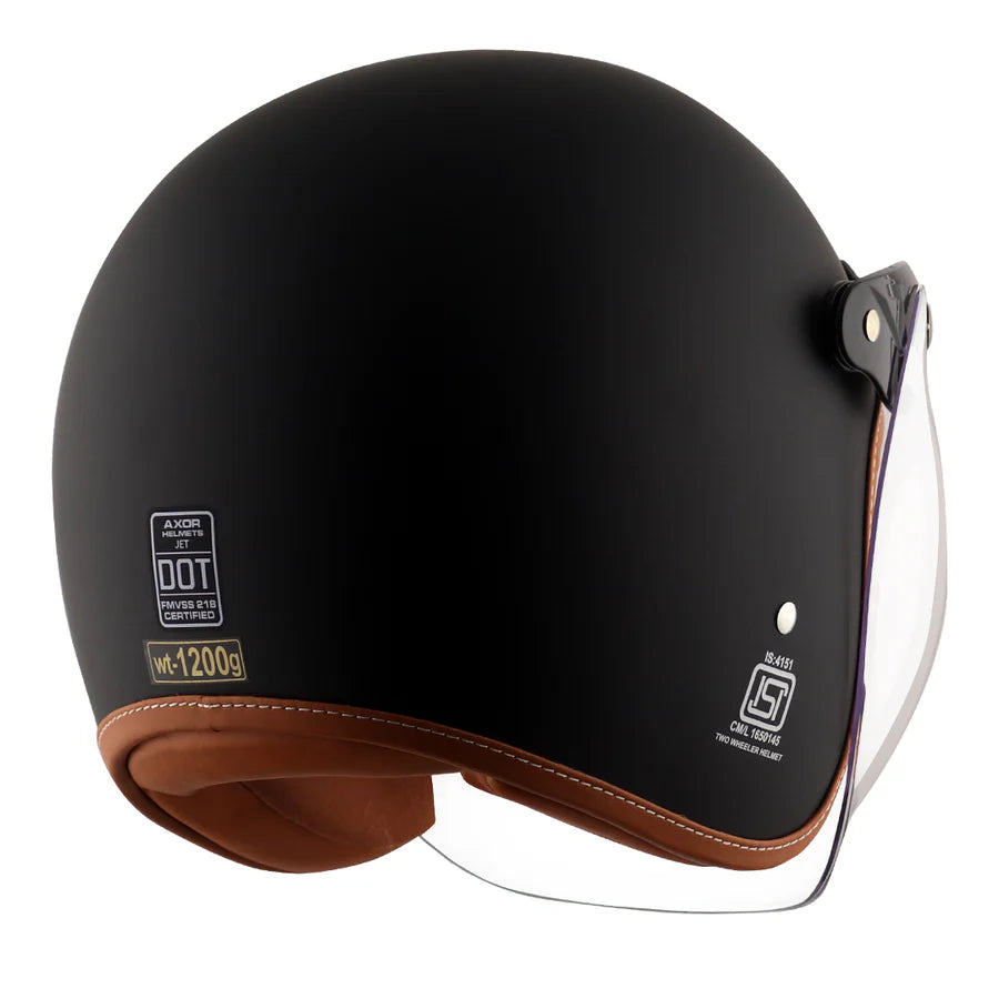 AXOR RETRO JET HELMET (Dull Black) - AlwaysRiding