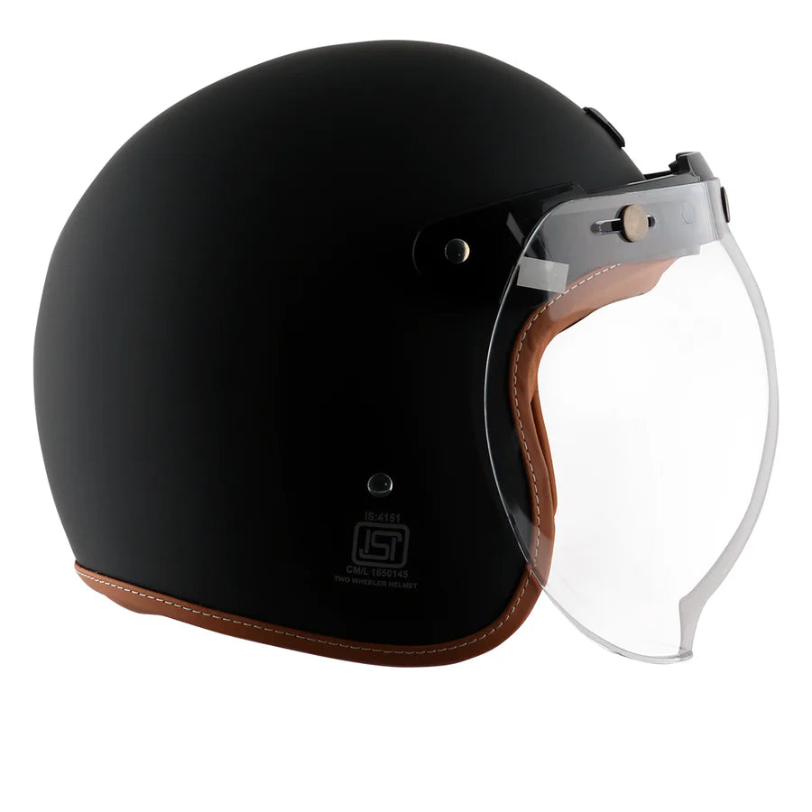 AXOR RETRO JET HELMET (Dull Black) - AlwaysRiding