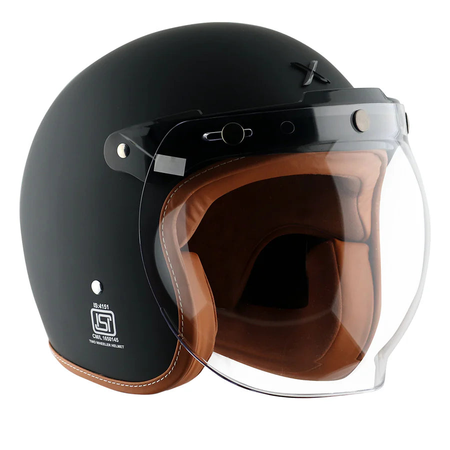 AXOR RETRO JET HELMET (Dull Black) - AlwaysRiding