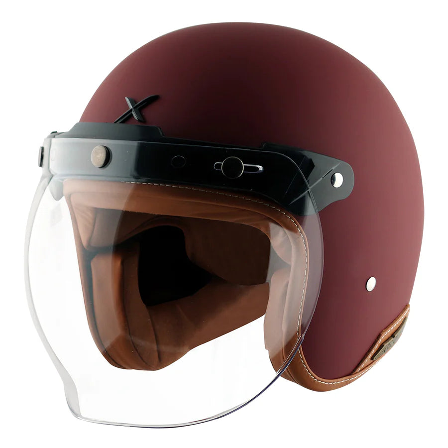 AXOR RETRO JET HELMET (Dull Chestnut Red) - AlwaysRiding