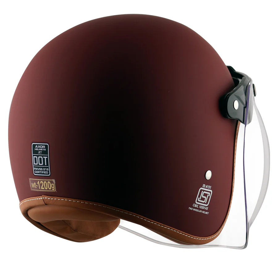 AXOR RETRO JET HELMET (Dull Chestnut Red) - AlwaysRiding