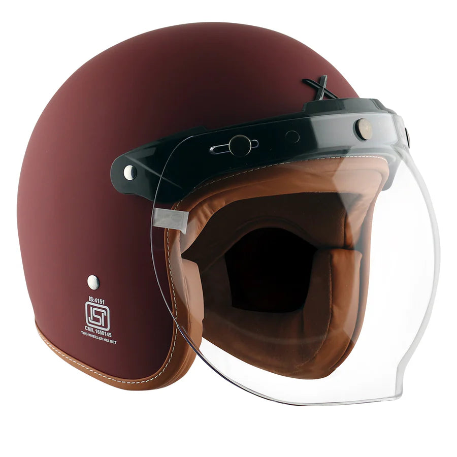AXOR RETRO JET HELMET (Dull Chestnut Red) - AlwaysRiding