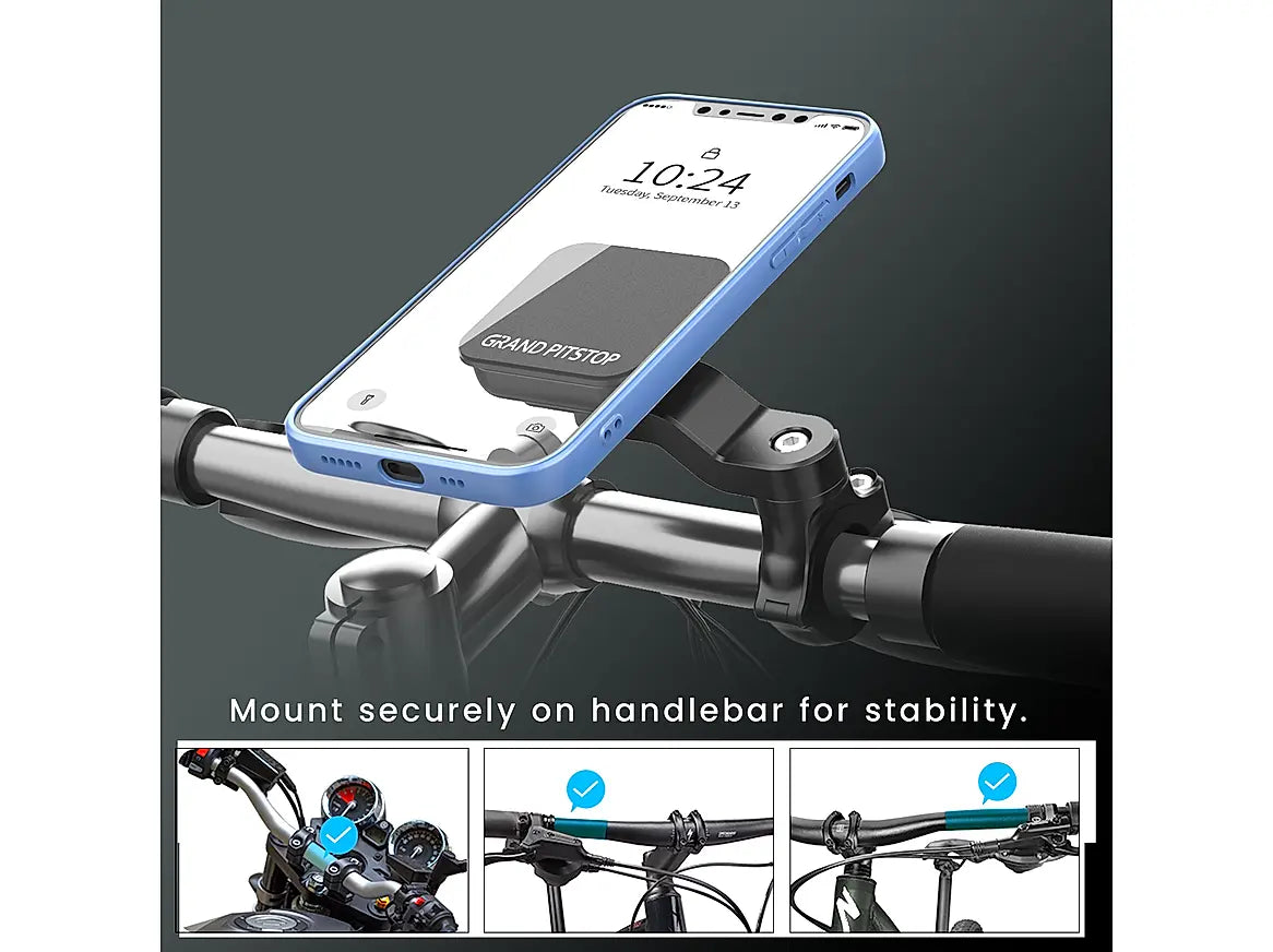 GPS Quick Lock GEN-1 with in-built MAGNETIC LOCK Technology Handlebar Motorcycle Mobile Holder - AlwaysRiding