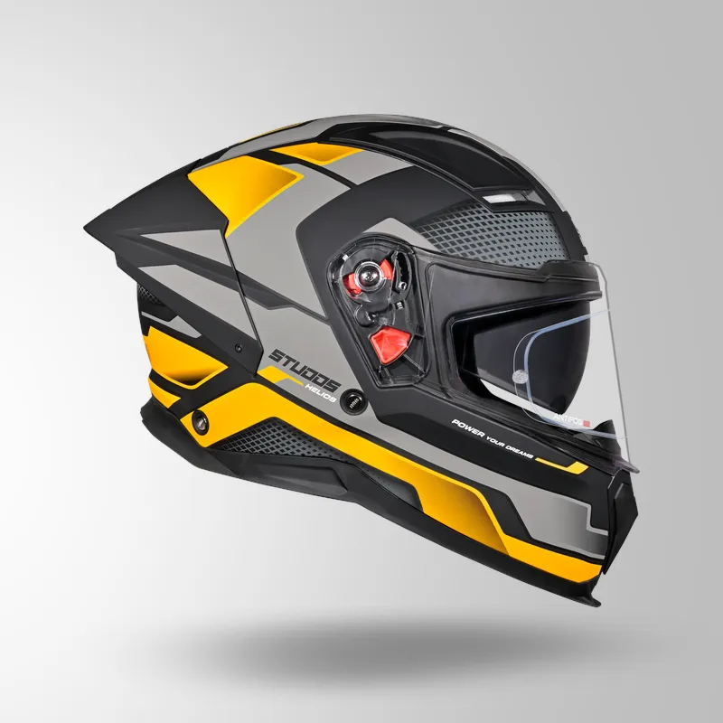 STUDDS HELIOS D1 ASPHALT HELMET (Matt Black Yellow)