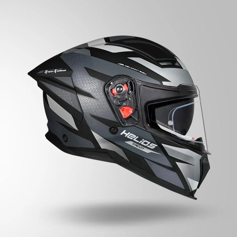 STUDDS HELIOS D2 CIRCUIT HELMET (MATT BLACK CHAMELEON GREY/PINK)