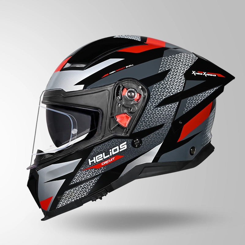 STUDDS HELIOS D2 CIRCUIT HELMET (Gloss Grey Red)