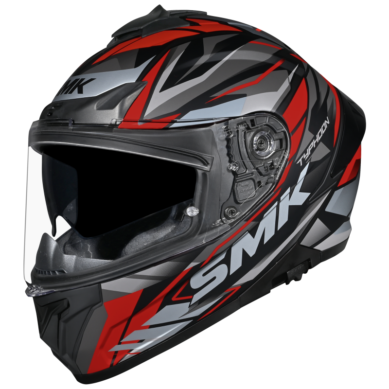 SMK TYPHOON RIVAL HELMET GL263 (Gloss Grey Red) - Always Riding