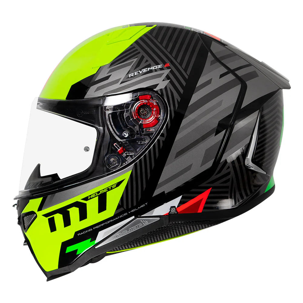 MT REVENGE 2 BRUSH HELMET (Gloss Black Neon)
