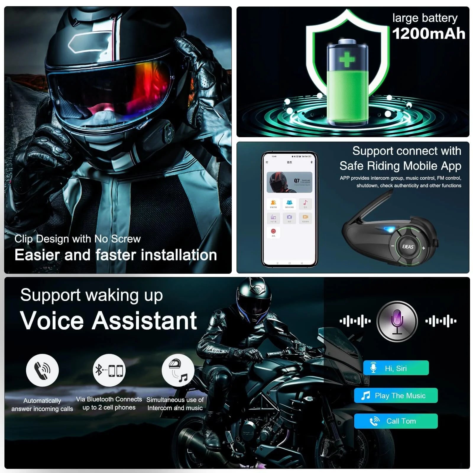 EJEAS Q8 MESH INTERCOM (WARRANTY 12 MONTHS) - Always Riding