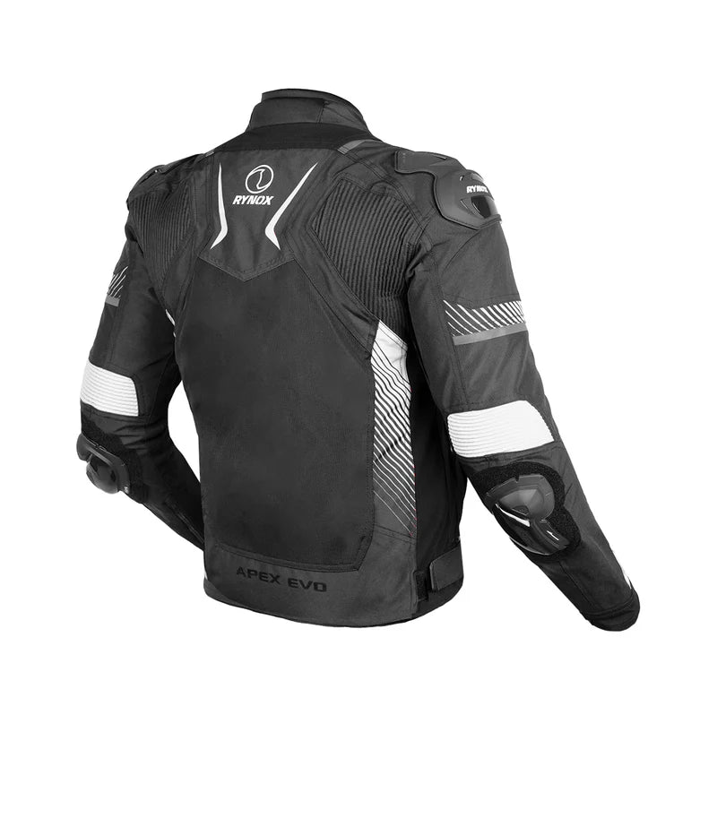 RYNOX APEX EVO JACKET (Black White)- CE CERTIFIED CLASS AA