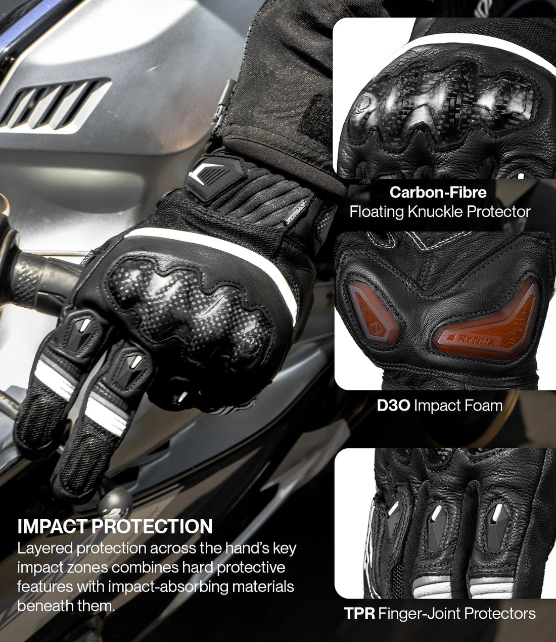RYNOX TORNADO PRO 5 GLOVES (Black White)