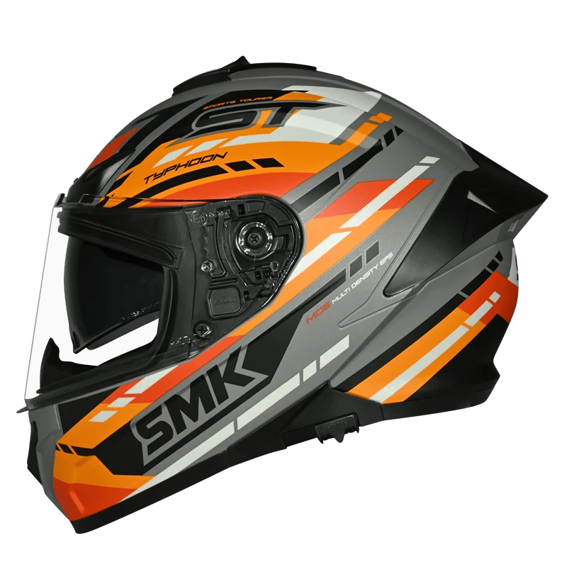 SMK TYPHOON SPORTS TOURER HELMET MA672 (Matt Black Orange)