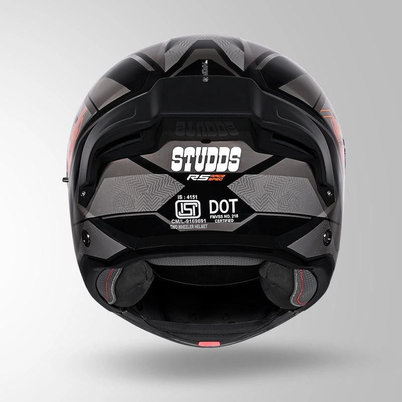 STUDDS TROOPER D4 RACE HELMET (Gloss Grey Orange)