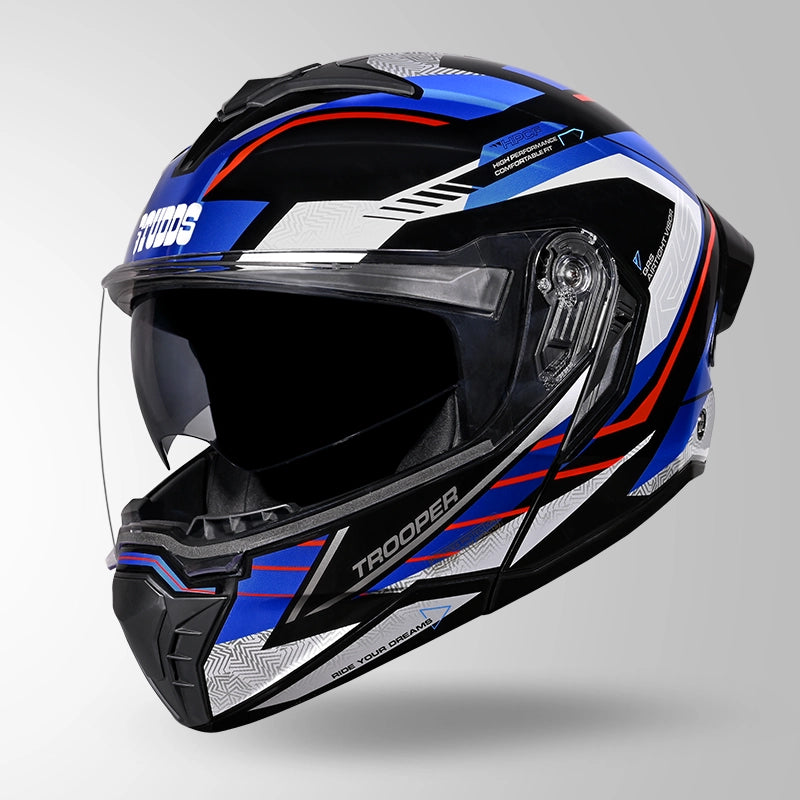 STUDDS TROOPER D4 RACE HELMET (Gloss White Blue)