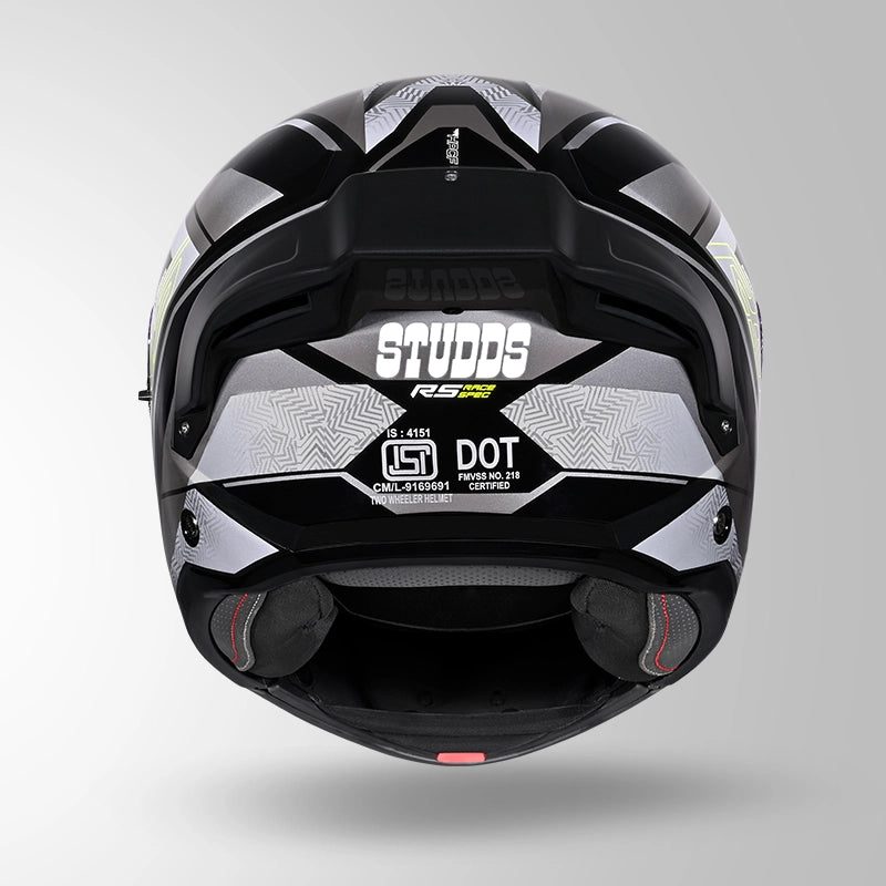 STUDDS TROOPER D4 RACE HELMET (Gloss Grey Yellow)