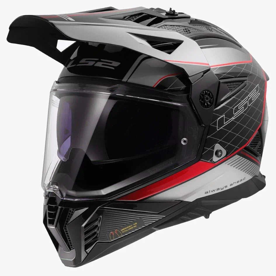 LS2 MX436 PIONEER II 100th MERIDIAN HELMET (Gloss Grey Red) - Always Riding