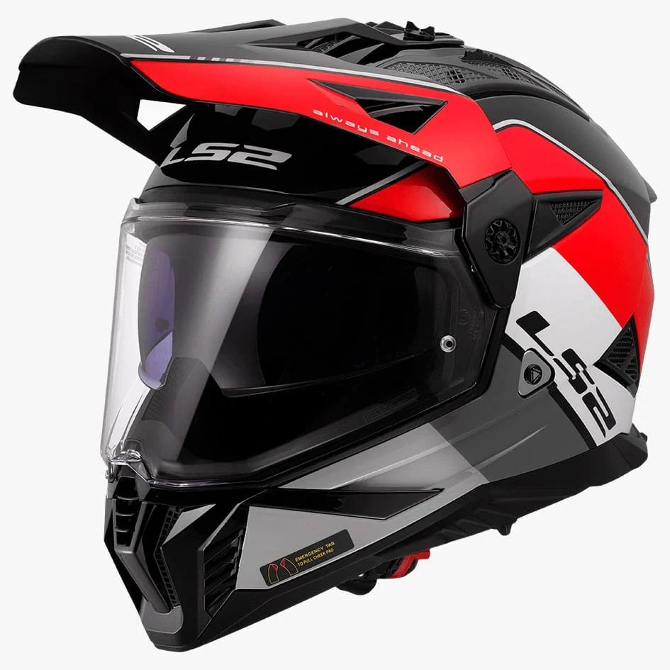 LS2 MX436 PIONEER II RALLY HELMET (Gloss White Red) - Always Riding