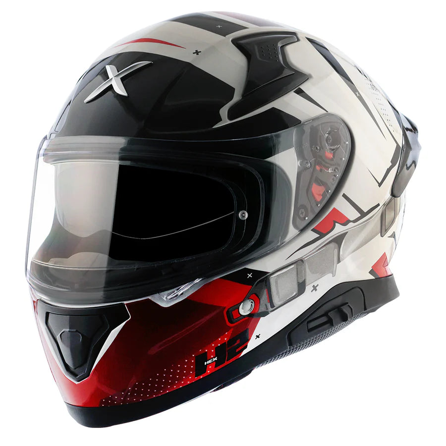 AXOR APEX HEX-2 HELMET (Gloss White Red) - Always Riding